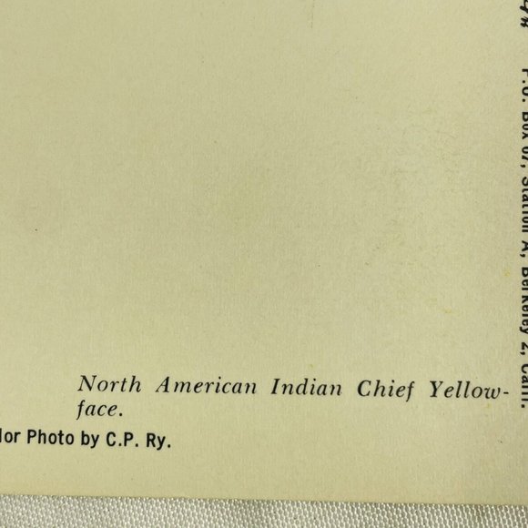 Cree Native American Chief Yellowface Vintage Unused Chrome Postcard Color Card - Picture 6 of 9